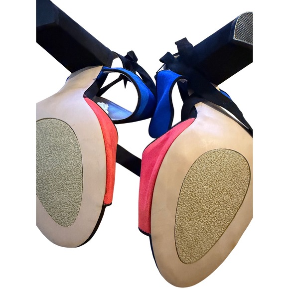 Eloquii Color Block Suede Lace Up Block Heels Sandals Women 10W - Picture 8 of 9